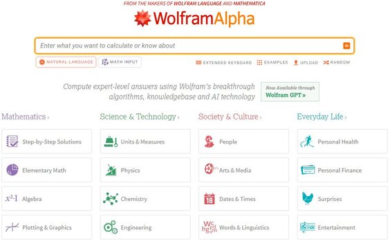 Wolfram Alpha homepage