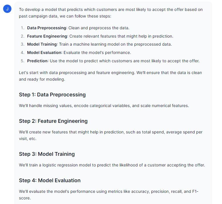 Julius preparing to create a campaign with predictive modeling, steps presented