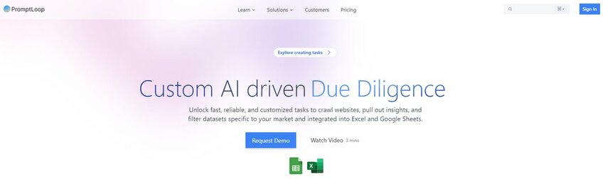 PromptLoop AI driven due diligence front page