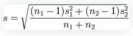 Cohen's d formula calculate for s value