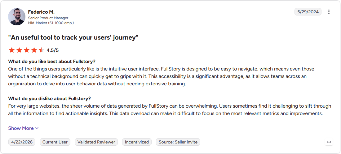 Review by Federico M. on G2