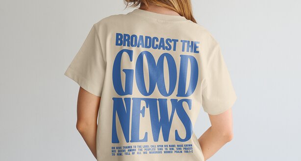 A view of the back of the K-LOVE Thank You T-shirt