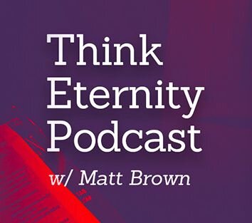 purple background with text Think Eternity Podcast