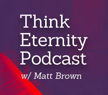 purple background with text Think Eternity Podcast