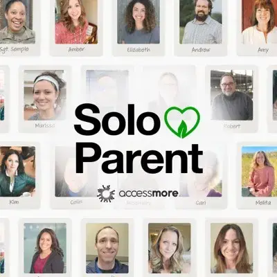 Images of parents with text Solo Parent