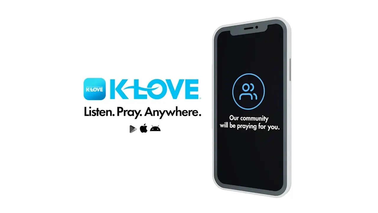 phone with text next to it for K-LOVE prayer app promotion