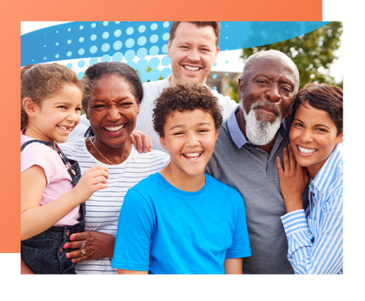 Fund the Future, Picture of a family sitting on the couch with many generations