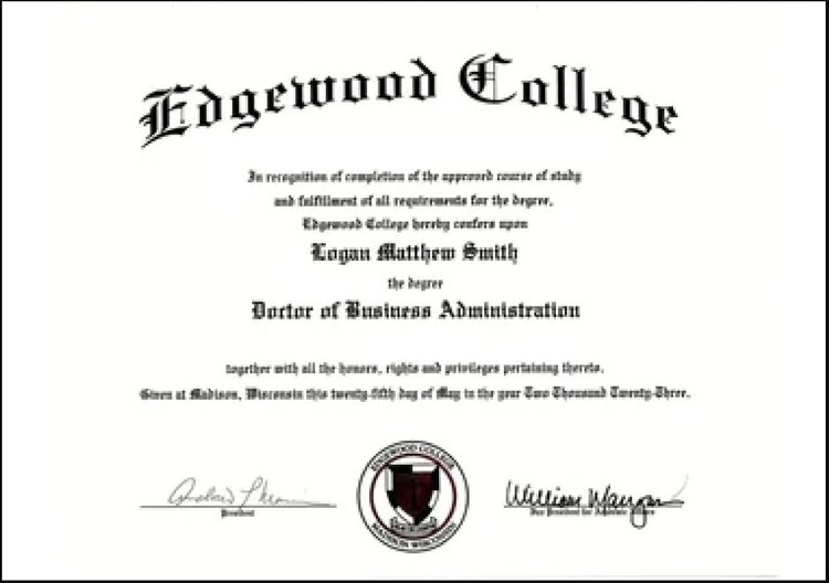 Edgewood College Sample Certificate
