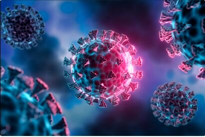 3D render of the SARS-CoV-2 (COVID-19) virus.