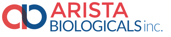 Arista Biologicals Inc. logo featuring red and blue "ab" initials with company name in bold red and blue text.