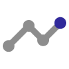 Icon of a gray line graph with four connected nodes and a dark blue endpoint marker.