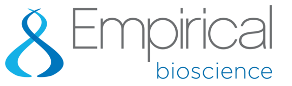 Empirical Bioscience logo with stylized blue DNA helix design and company name in gray and blue text.