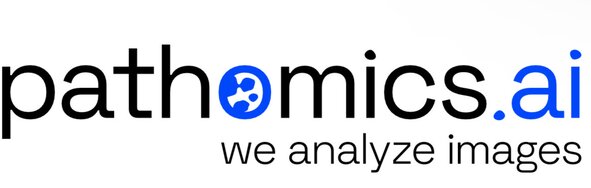 Pathomics.ai logo with tagline ‘we analyze images’ and a blue circular design within the letter O