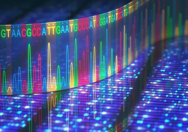 Visual of DNA sequences to represent sanger sequencing technique 