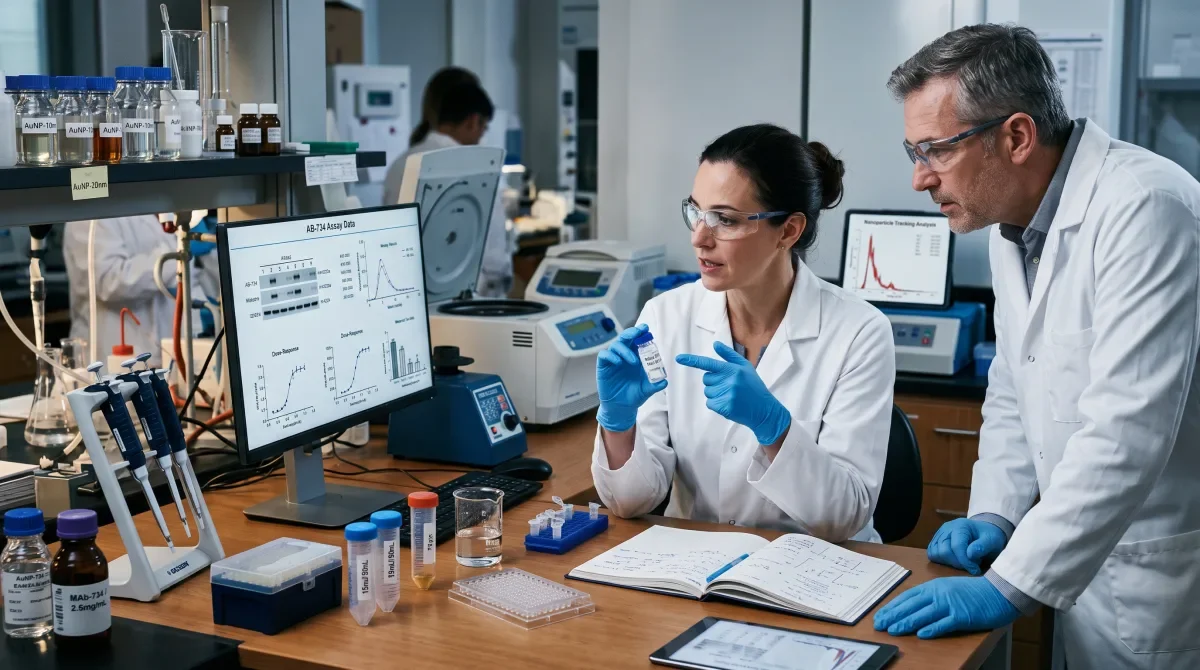Scientists reviewing lab results together