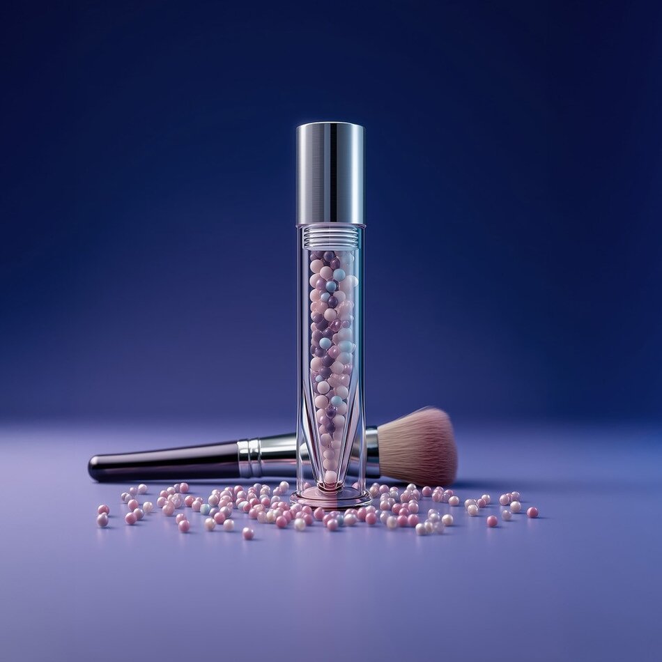 Freeze dried cosmetic beads from 1.5 to 5 mm in diameter