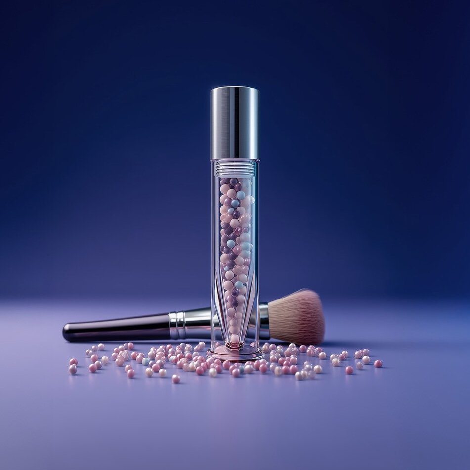 Freeze dried cosmetic beads from 1.5 to 5 mm in diameter