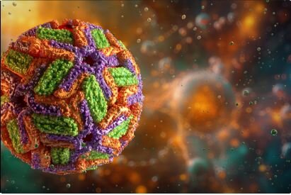 3D render of the Dengue Virus (DENV 1–4)
