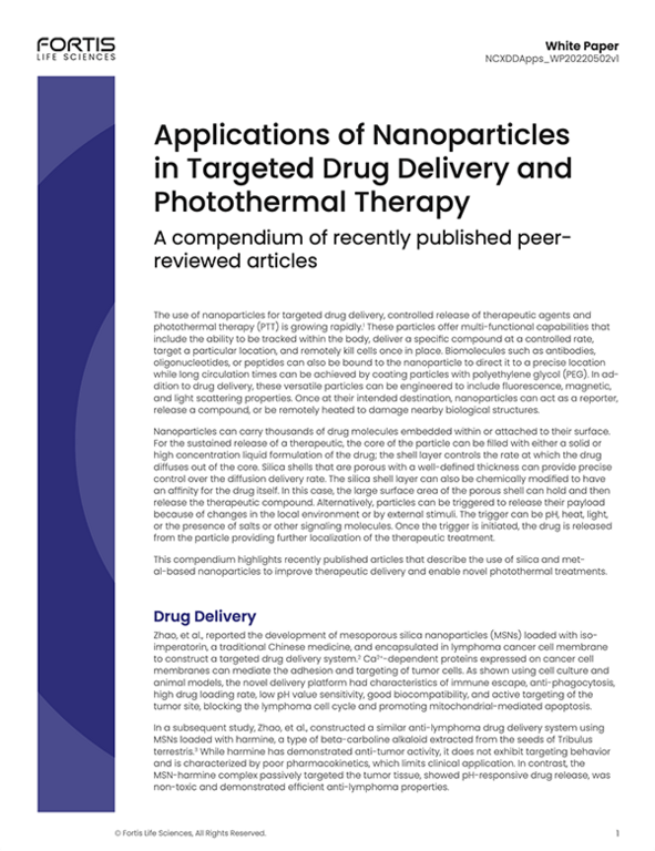 White paper: Applications of Nanoparticles in Targeted Drug Delivery and Photothermal Therapy