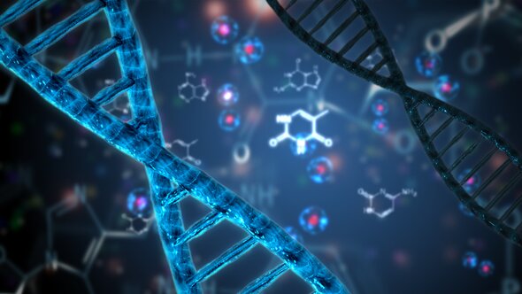 Abstract image of DNA double helix to represent Loop-Mediated Isothermal Amplification and related reagents