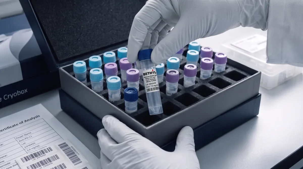 Lab technician handling sample vials
