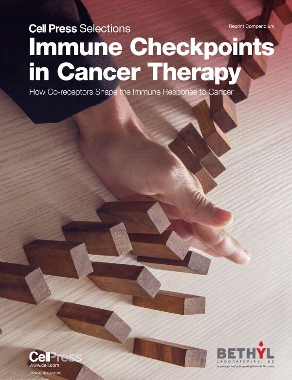 Cover page titled Immune Checkpoints in Cancer Therapy highlighting co-receptors shaping immune response to cancer.