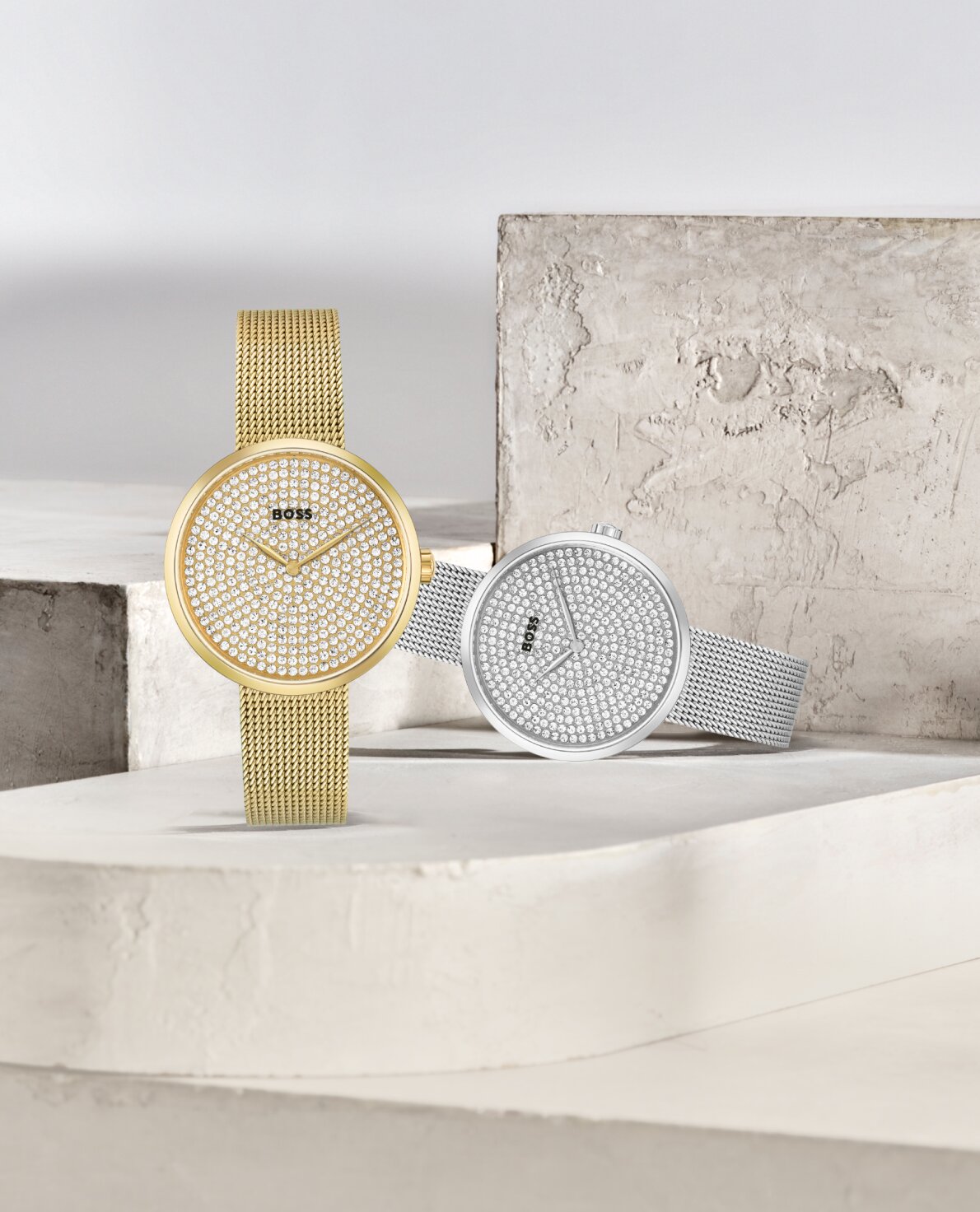 Picture of Tommy Hilfiger women's gold plated watch on figure