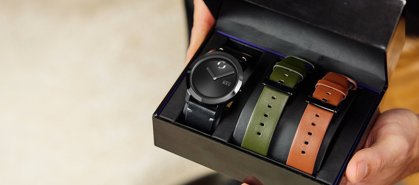 Movado Trend Impulse gift set with interchangeable leather straps