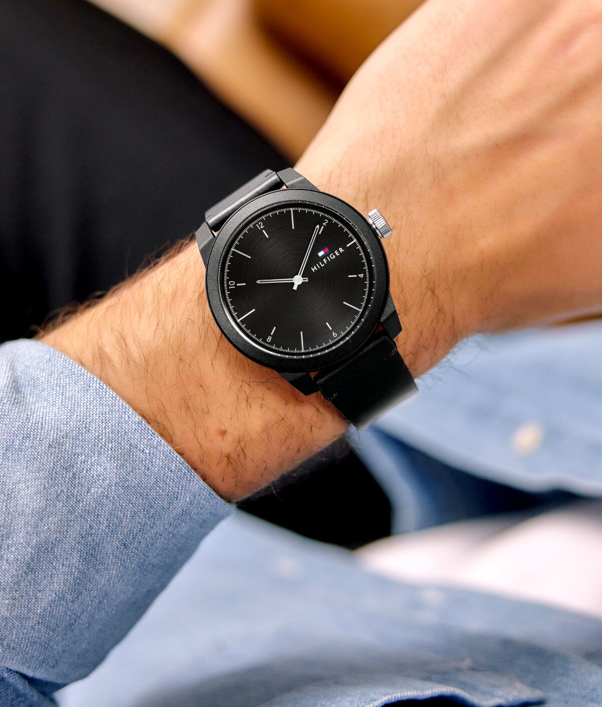 Tommy Hilfiger men's black watch on deal for $38