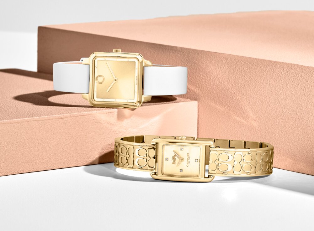 Coach and movado womens watches with shaped cases