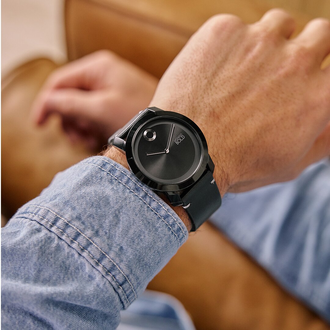 Movado Trend black strap and black dial on model 