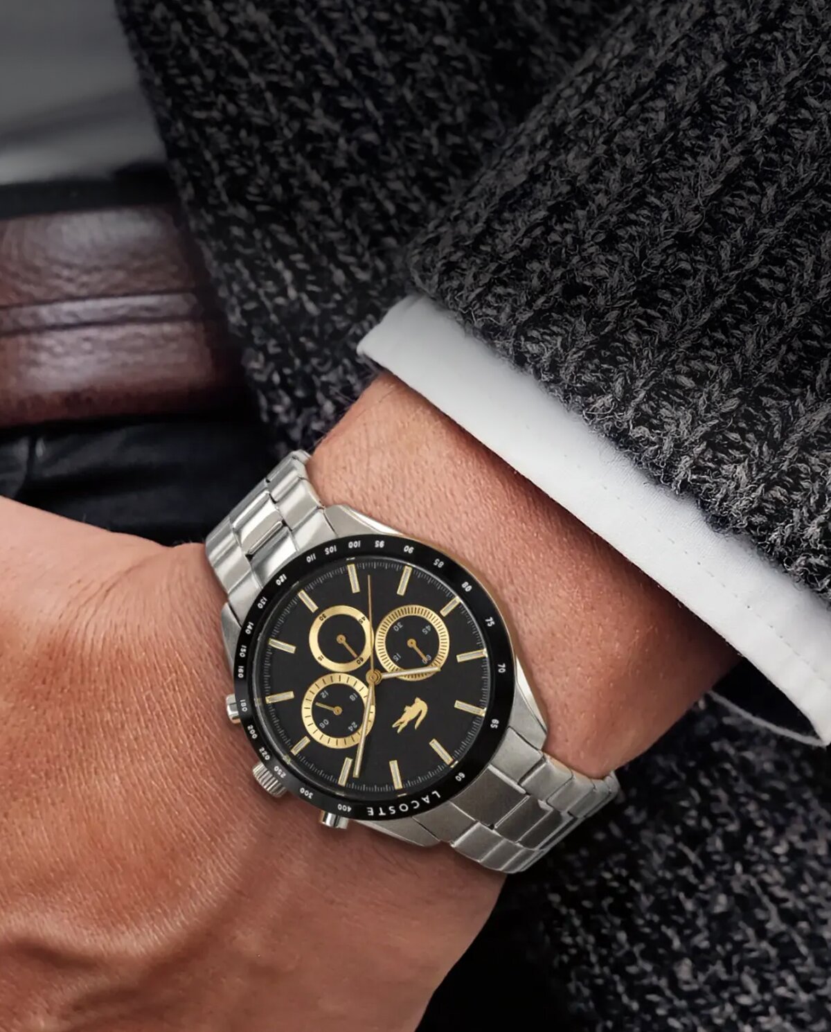Lacoste Boston stainless steel bracelet on model