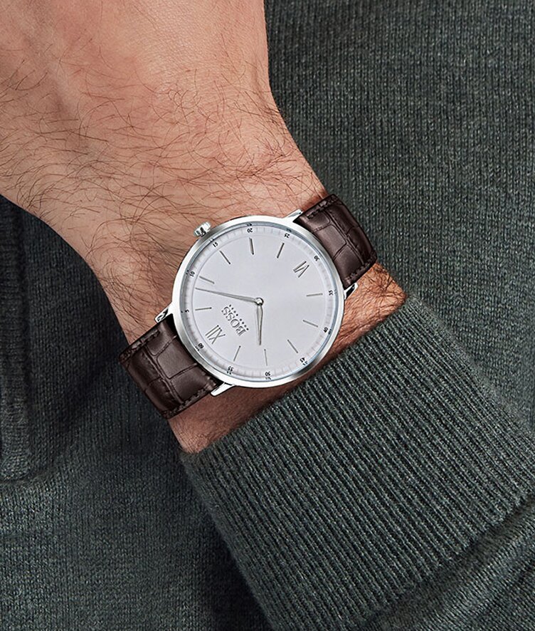 Boss men's watch with brown leather strap on model 