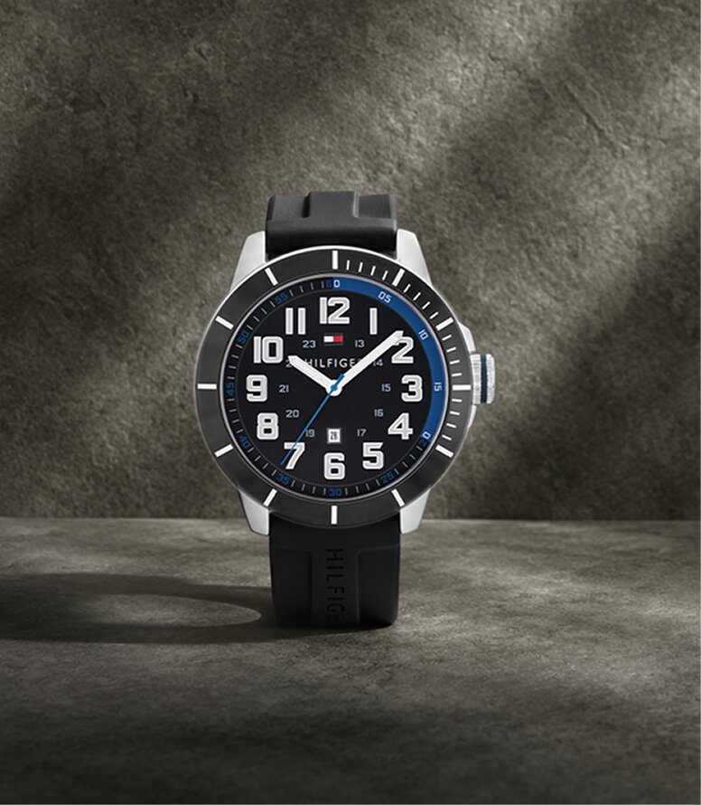 Tommy Hilfiger mens watch with black silicone strap