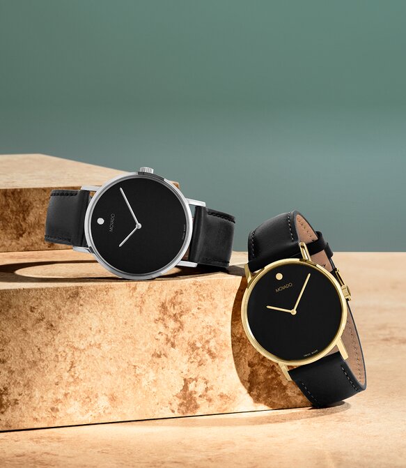 Movado signature straps with gold and silver pvd stainless steel case