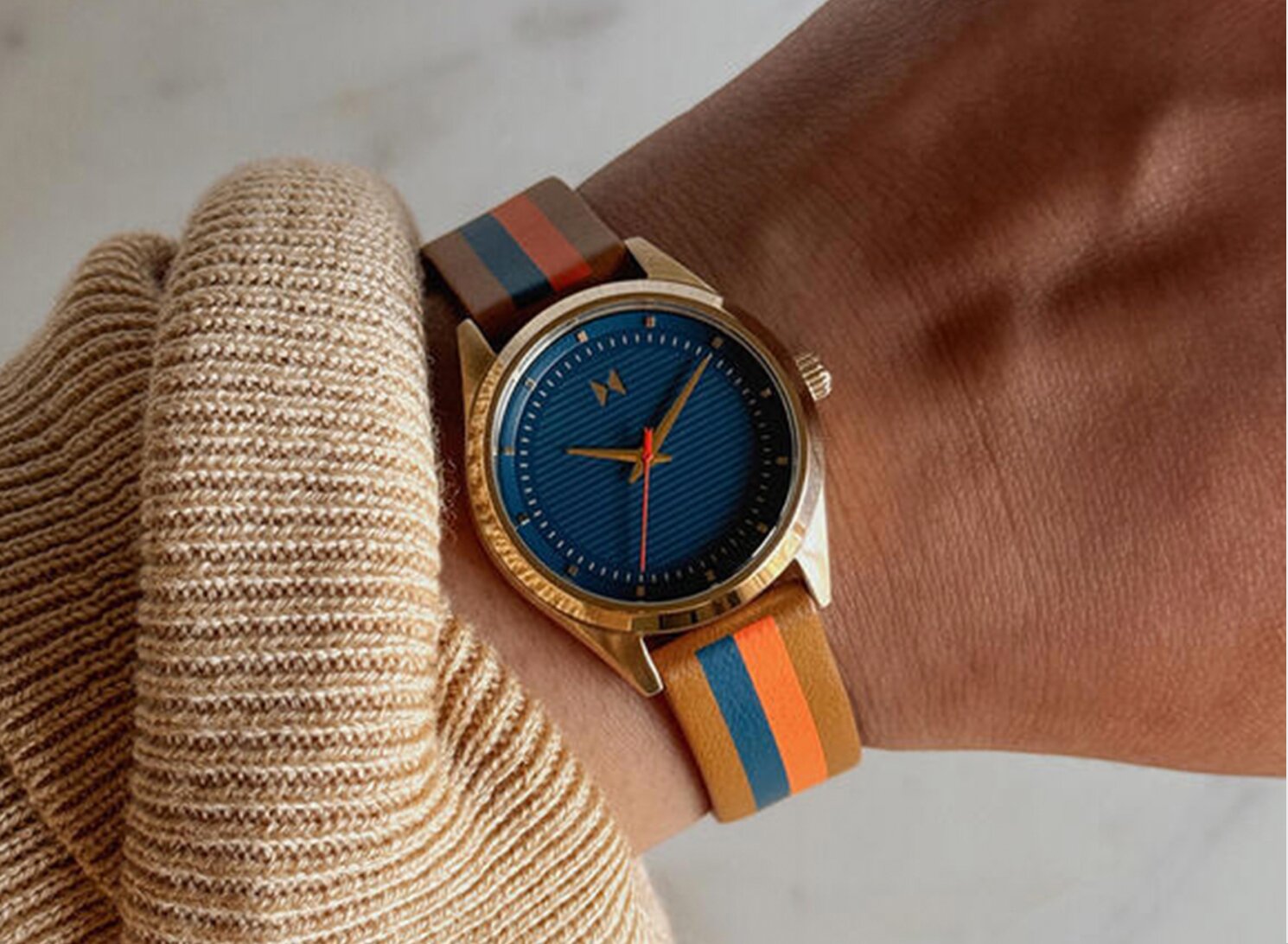 MVMT Rise Mini petite women's watch on model 