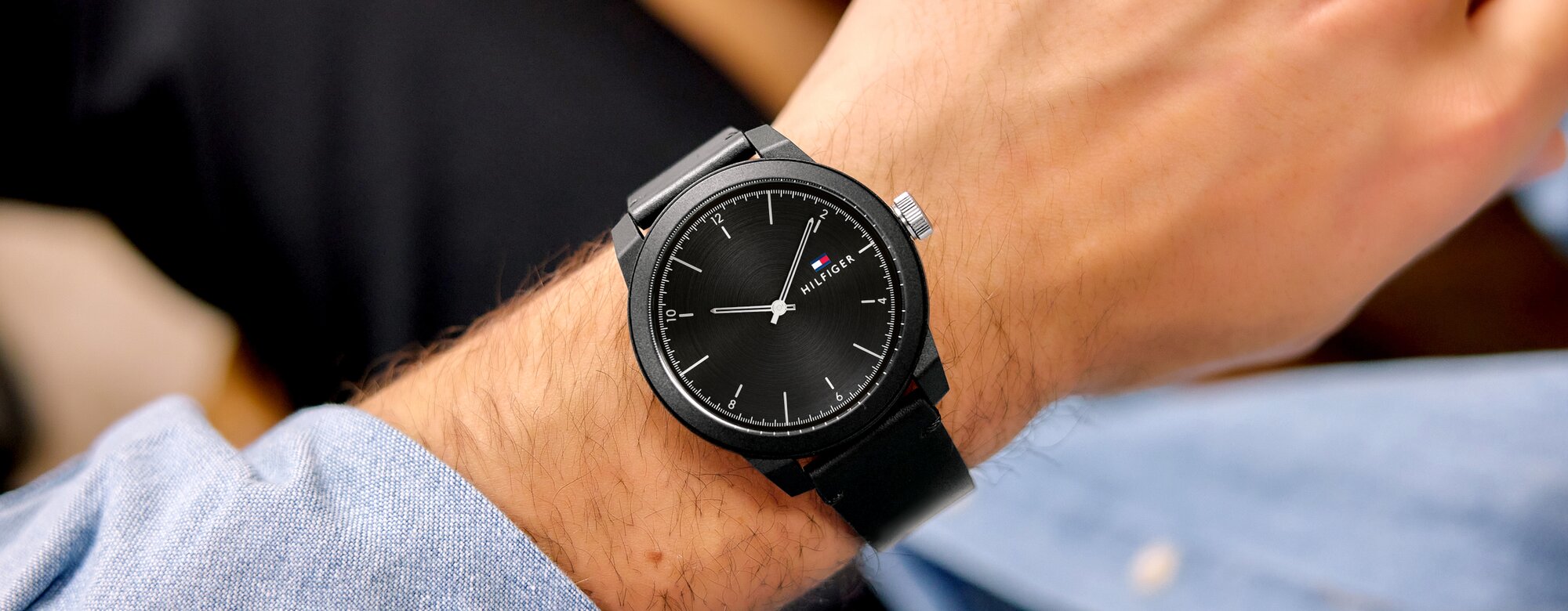 Tommy Hilfiger men's black watch on deal for $38