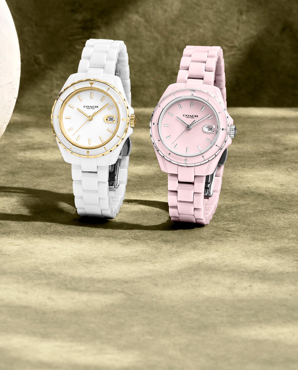 Coach Preston white and pink ceramic watches