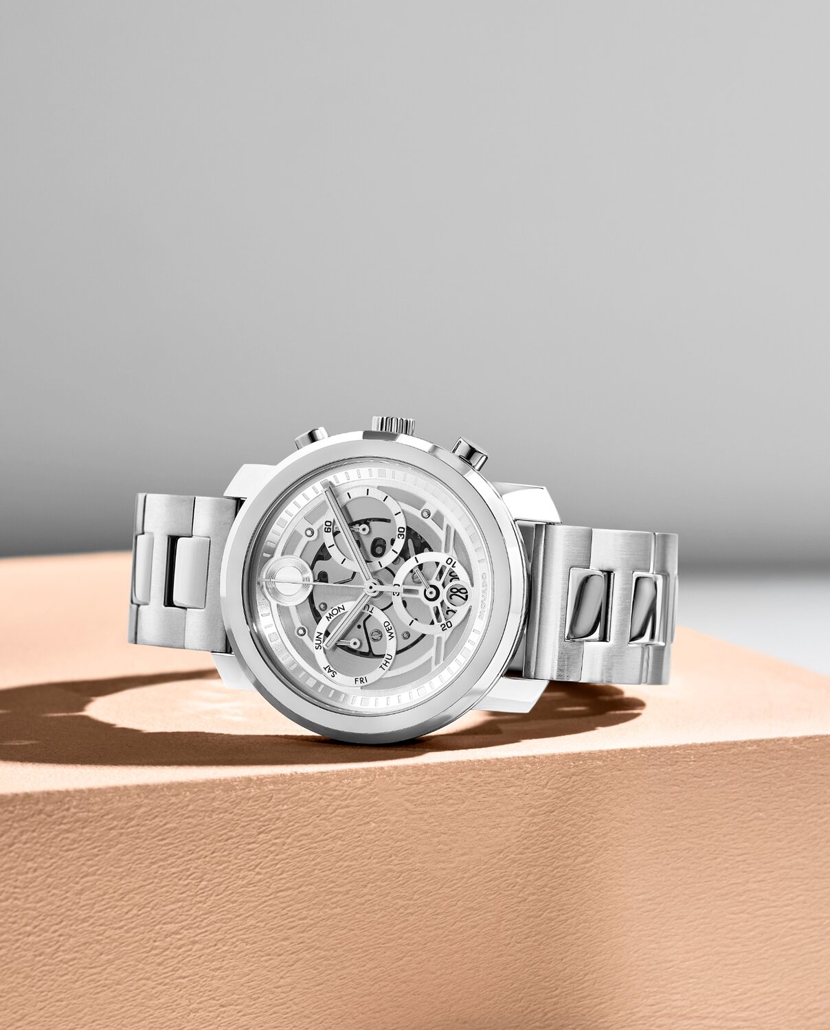 Movado Trend Propel skeleton watch in stainless steel