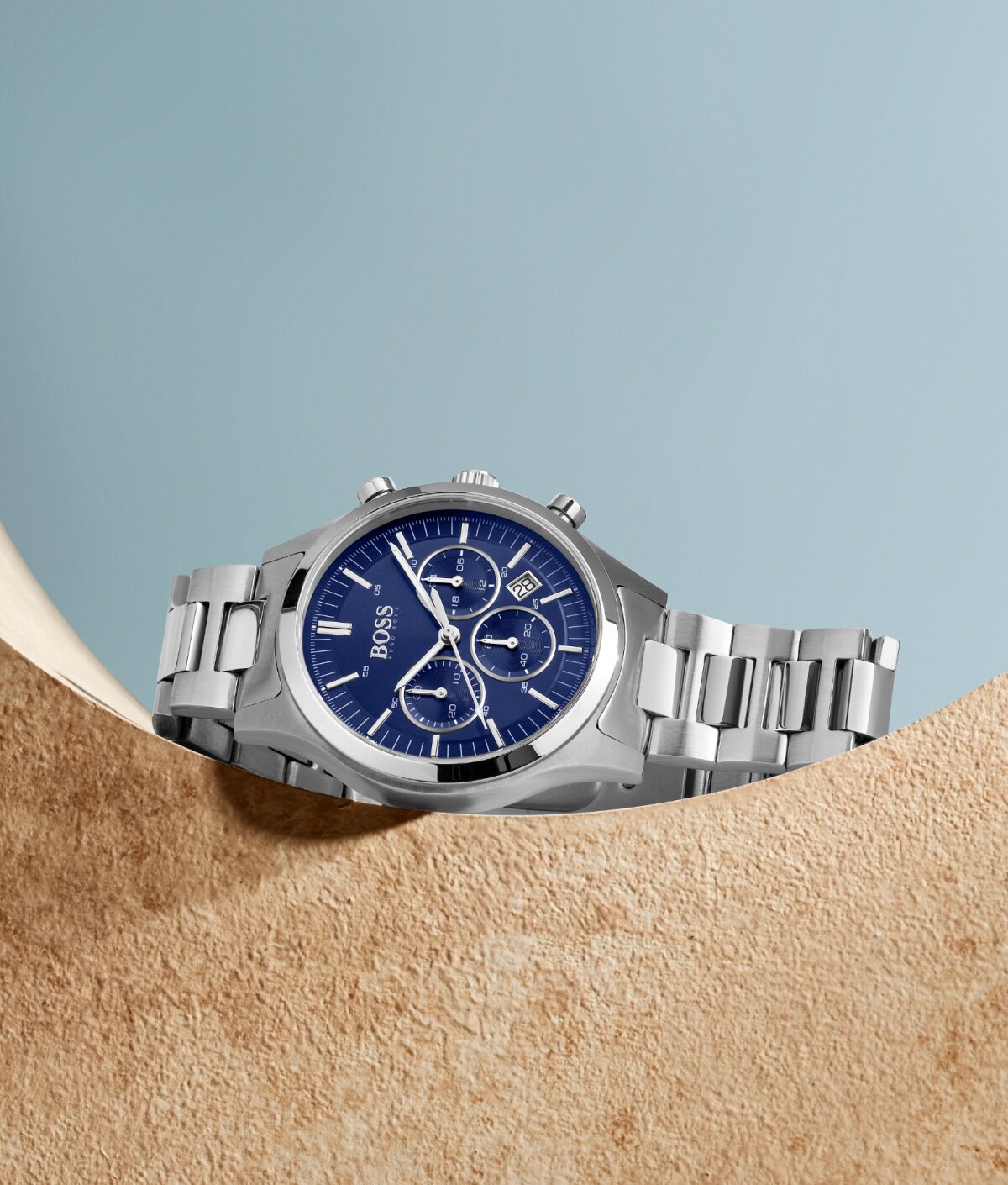 Boss Metronome watch with stainless steel bracelet and blue dial 