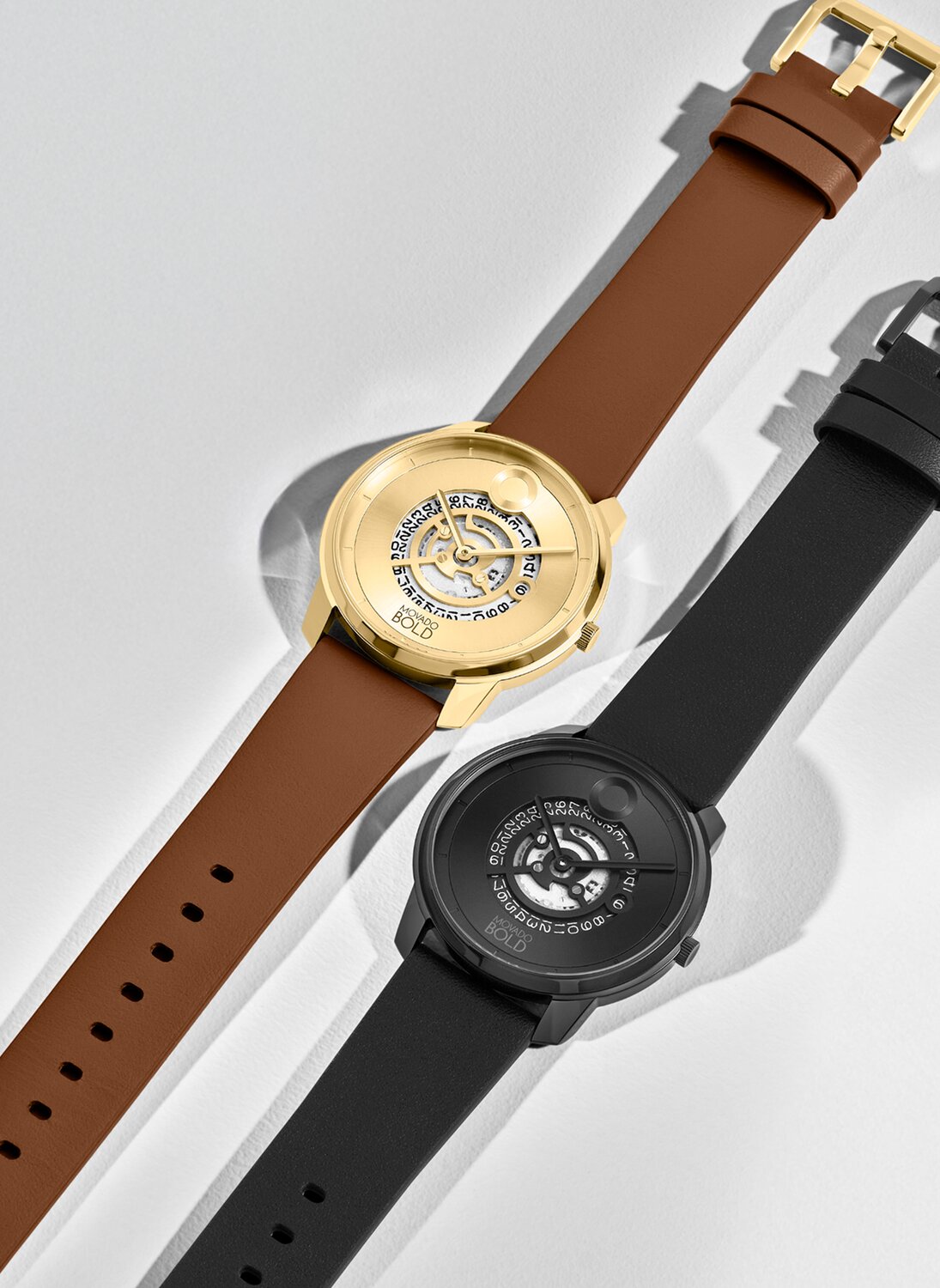 Movado Trend Black and Brown leather straps