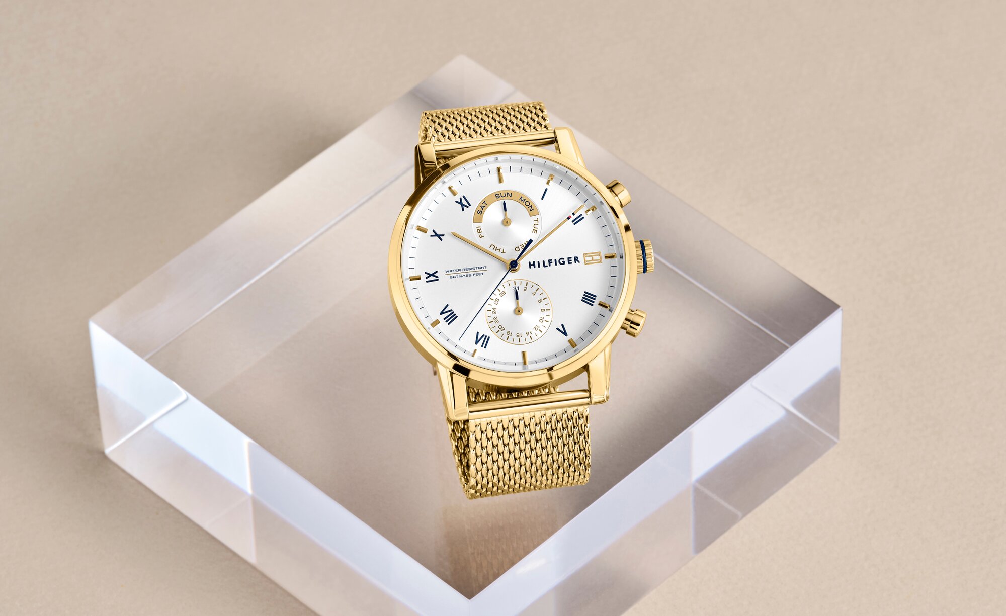 Tommy Hilfiger men's gold plated mesh bracelet