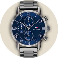 Tommy Hilfiger blue dial and grey IP bracelet watch