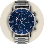 Tommy Hilfiger blue dial and grey IP bracelet watch