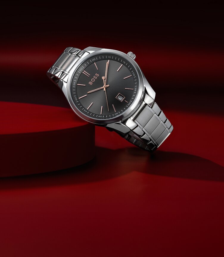 Boss Circuit stainless steel bracelet and grey dial