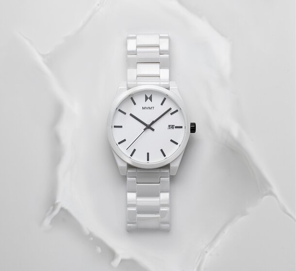 MVMT white ceramic Element watch
