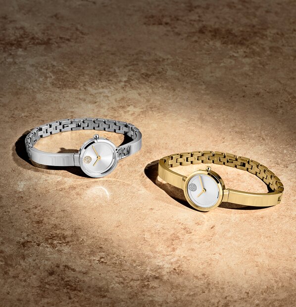Movado mini bangles in stainless steel and gold 