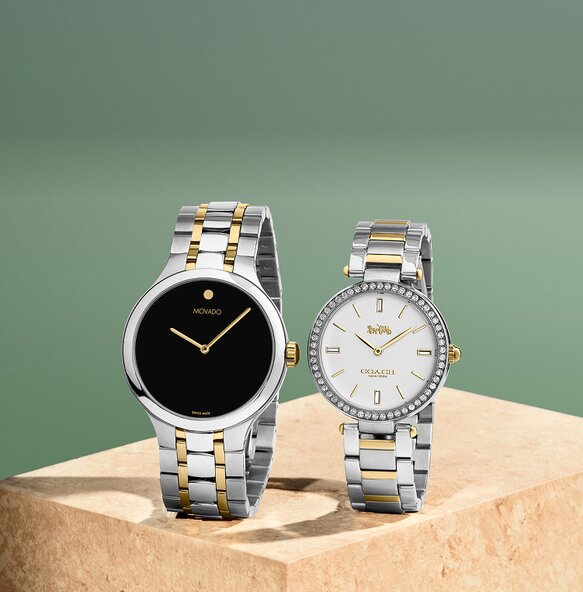 Movado and Coach two tone bracelets