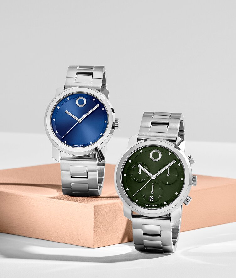 Movado active sport watches with red and blue dial
