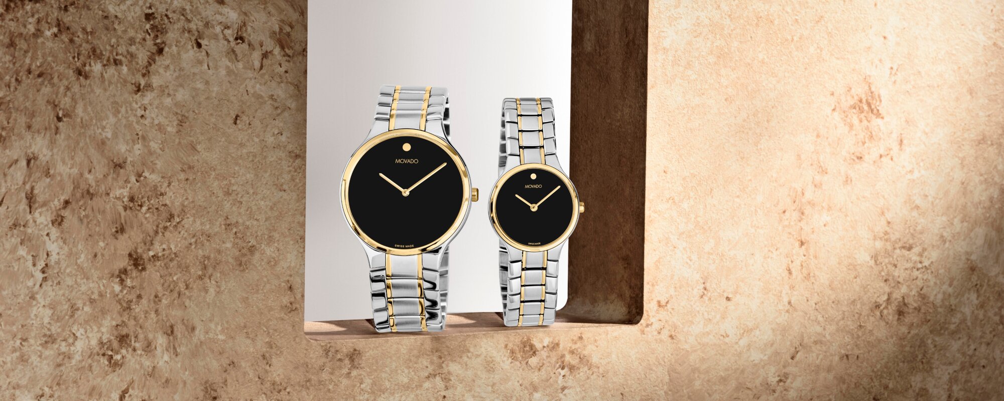 Movado Serio two tone bracelet his and her watches
